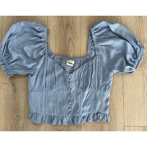 Urban Outfitters Periwinkle Corset Style Blouse With Puffed Sleeves